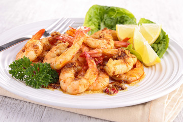 cooked shrimp and parsley