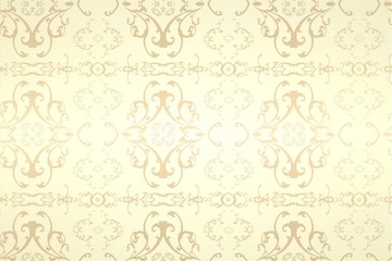 Elegant patterned wallpaper in cream tones