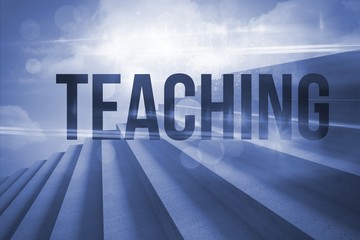 Teaching against steps against blue sky