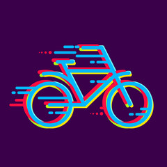 Fototapeta premium bicycle icon colored with color separation. line art