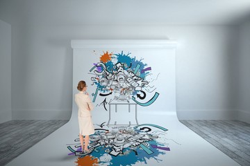 Composite image of thinking businesswoman