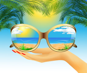 sunglasses with reflection of the summer