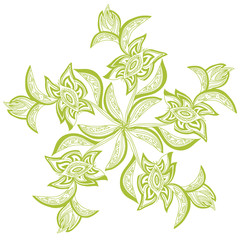 Green wreath of flowers. Floral pattern. Vector art