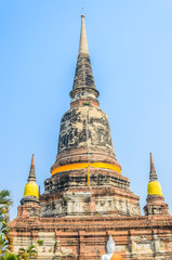 Naklejka premium Wat Yai Chaimongkol temple in ayutthaya Thailand