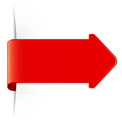 Long red arrow sticker with shadow & copy space