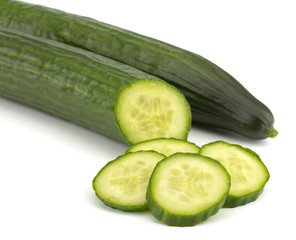 Fresh cucumber isolated on white background