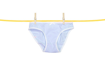 underpants hanging isolated on a white