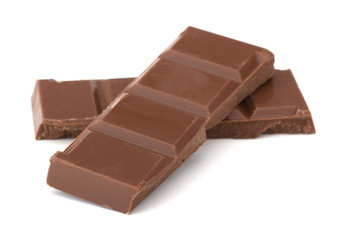 Chocolate bars stack isolated on white background