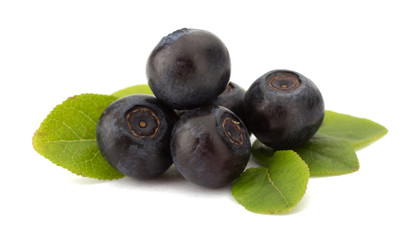 Fresh blueberries isolated on white background