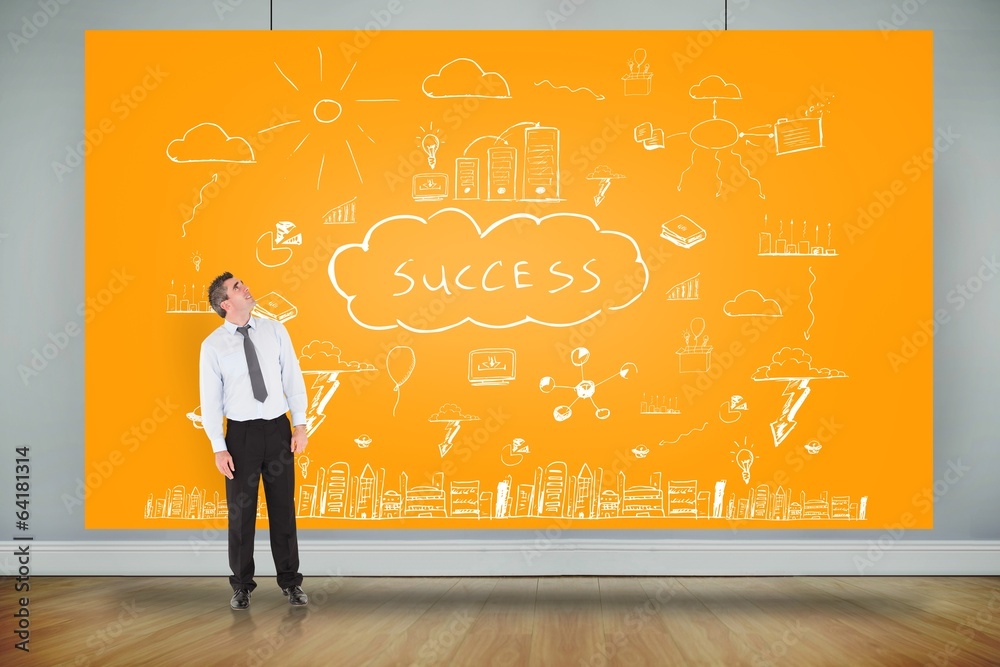 Poster composite image of businessman looking up