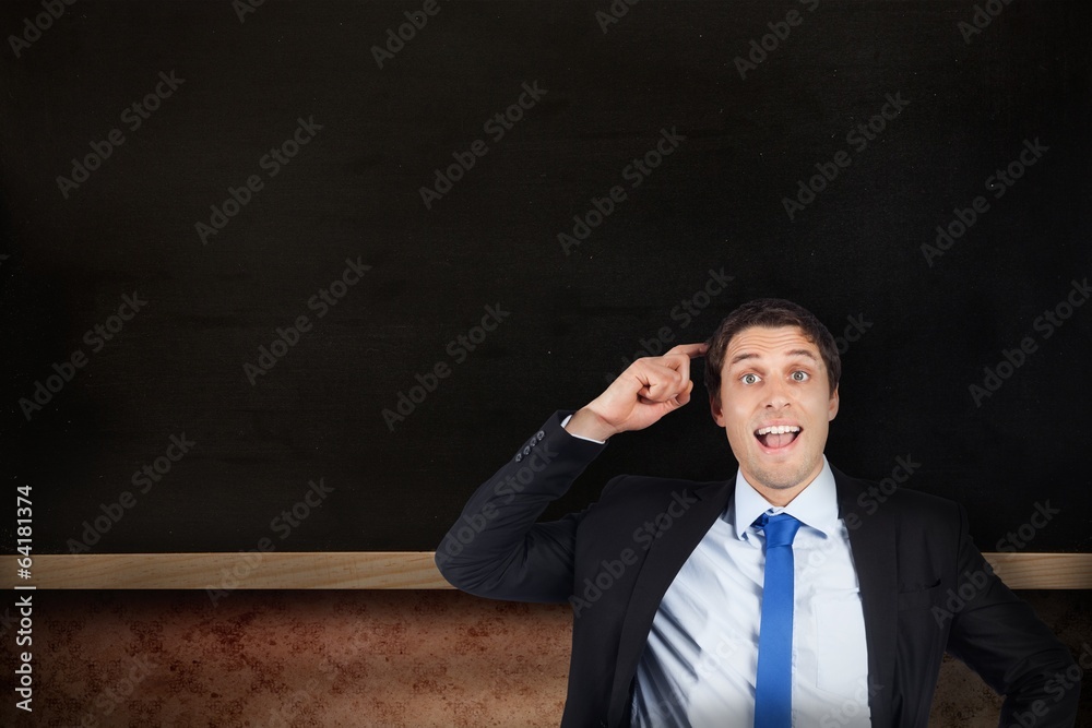 Poster composite image of thinking businessman scratching head