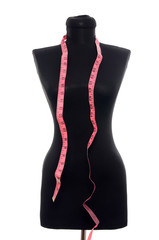 Tailor manequin with measuring tape isolated