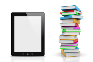 Tablet Pc Compared to a Pile of Books