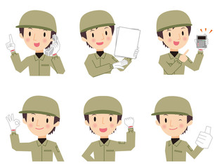 作業員　いろいろな表情