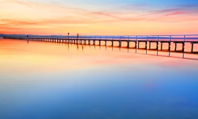 Foto auf Acrylglas Schöner erstaunlicher Sonnenuntergang bei Long Jetty Australia © Leah-Anne Thompson