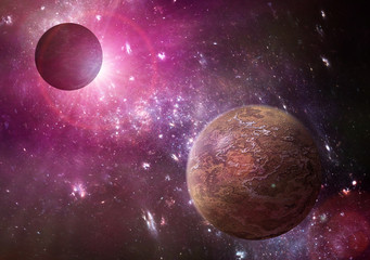 Deep space planets illustration