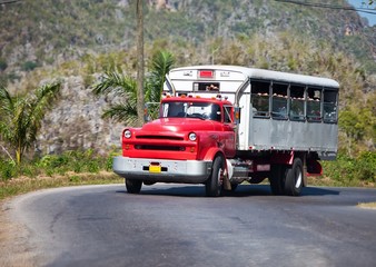 Fototapeta premium Cuba.Truck remade for transportation of people