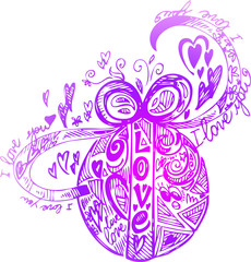 Pink Easter egg ornate with LOVE and doodles