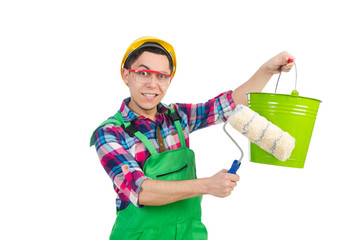 Funny painter isolated on white