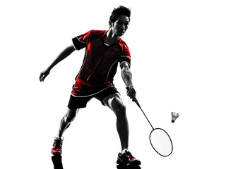 Fototapeta premium badminton player young man silhouette