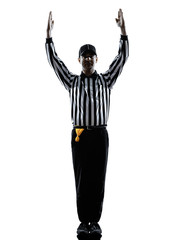 american football referee touchdown gestures silhouettes - obrazy, fototapety, plakaty