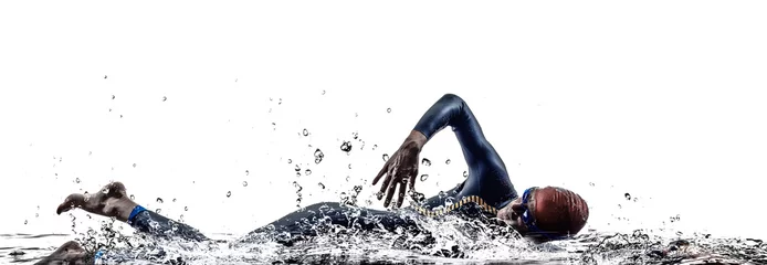 Zelfklevend Fotobehang man triathlon iron man athlete swimmers swimming © snaptitude