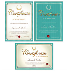 Certificate template, set