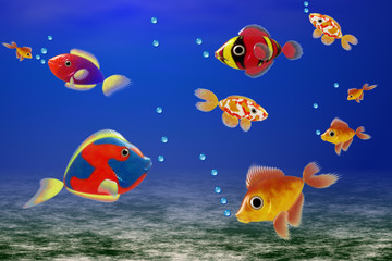 Fototapeta na wymiar Little colored fishes