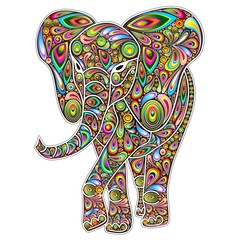 Elephant Psychedelic Pop Art Design on White - 64185563