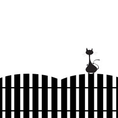 cat on the fence silhouette