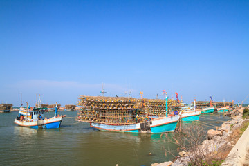 Squid fishing boats at the port