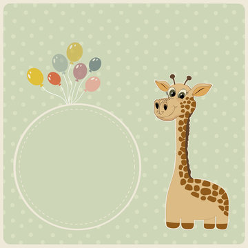 Birthday greeting card with giraffe