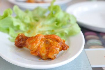 Single chicken BBQ, type of food barbecue.