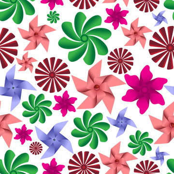 Colorful Pinwheel Toys Seamless Pattern Eps10