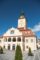 Fototapeta na wymiar Council House and the Council Square in the old town of Brasov
