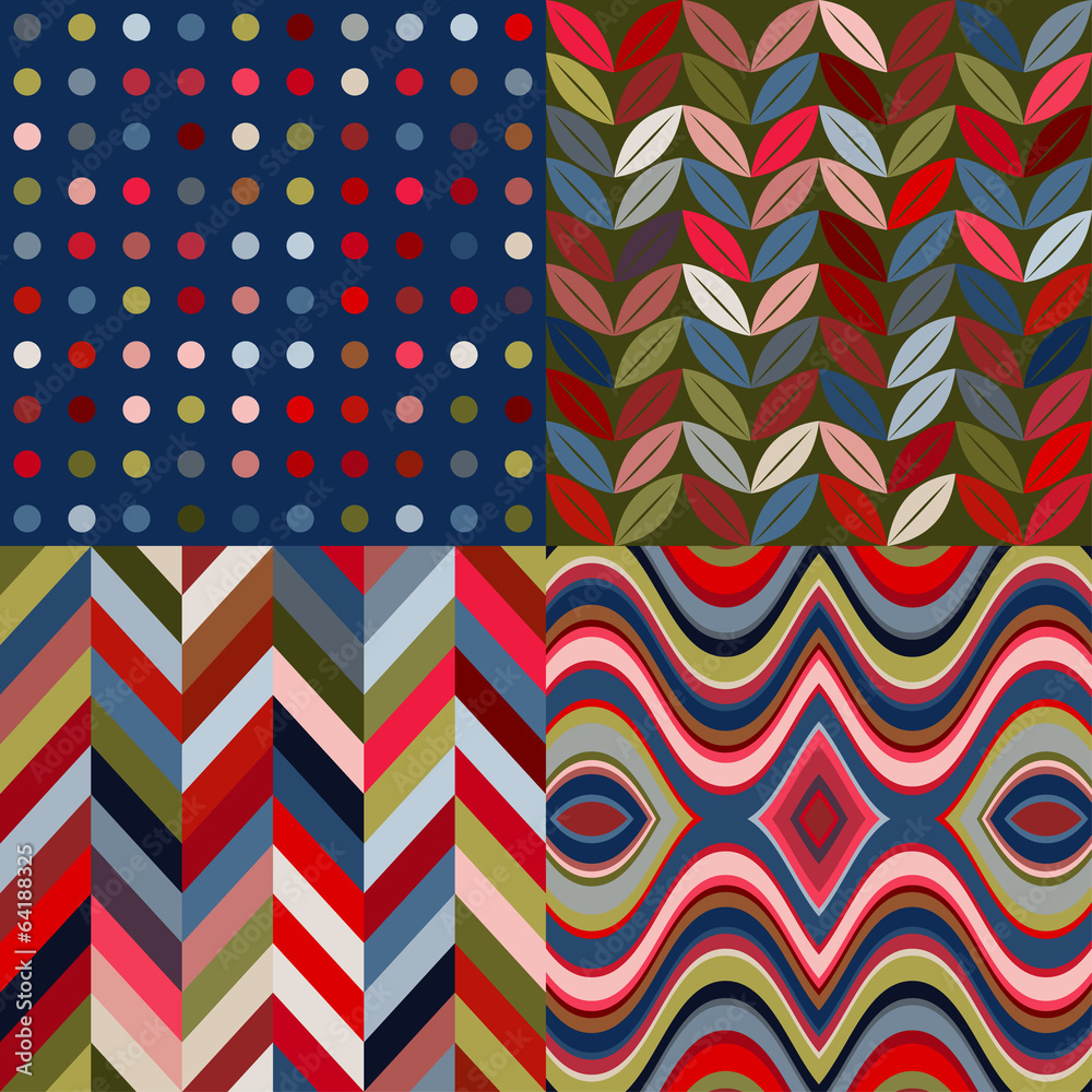 Aufkleber Set of Vector Retro Seamless Abstract Wavy Backgrounds