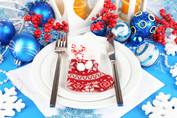 Serving Christmas table close-up