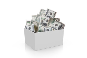 Full of Dollar Money in White Box © GeniusMinus