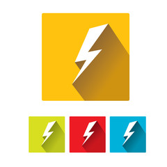 flat lightning bolt vector icon set on square