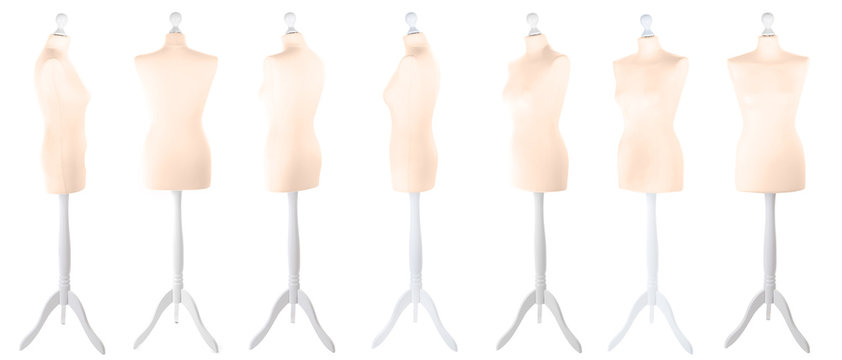 Female mannequin from different angles isolated on white