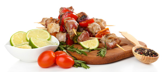 Pork kebab isolated on white