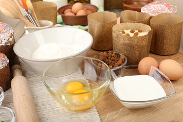 Easter cake preparing in kitchen