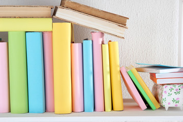 Books on shelf close-up