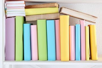 Books on shelf close-up