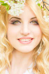 Spring portrait of a beautiful young blonde