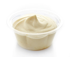Mayonnaise in a plastic bowl
