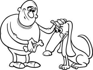 man and dog cartoon coloring page