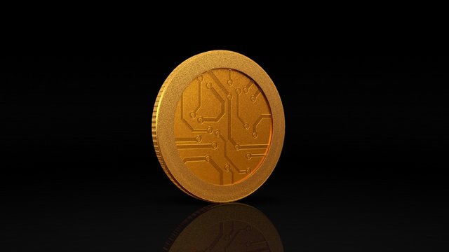 digital currency gold coin dark 45 degree