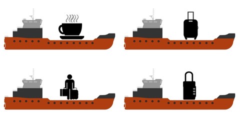 Symboles en livraison dans 4 bateaux cargo