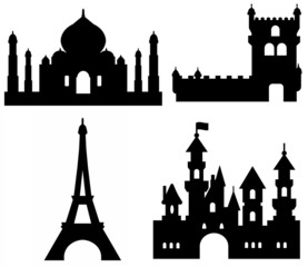 Fototapeta premium Monuments en 4 icônes